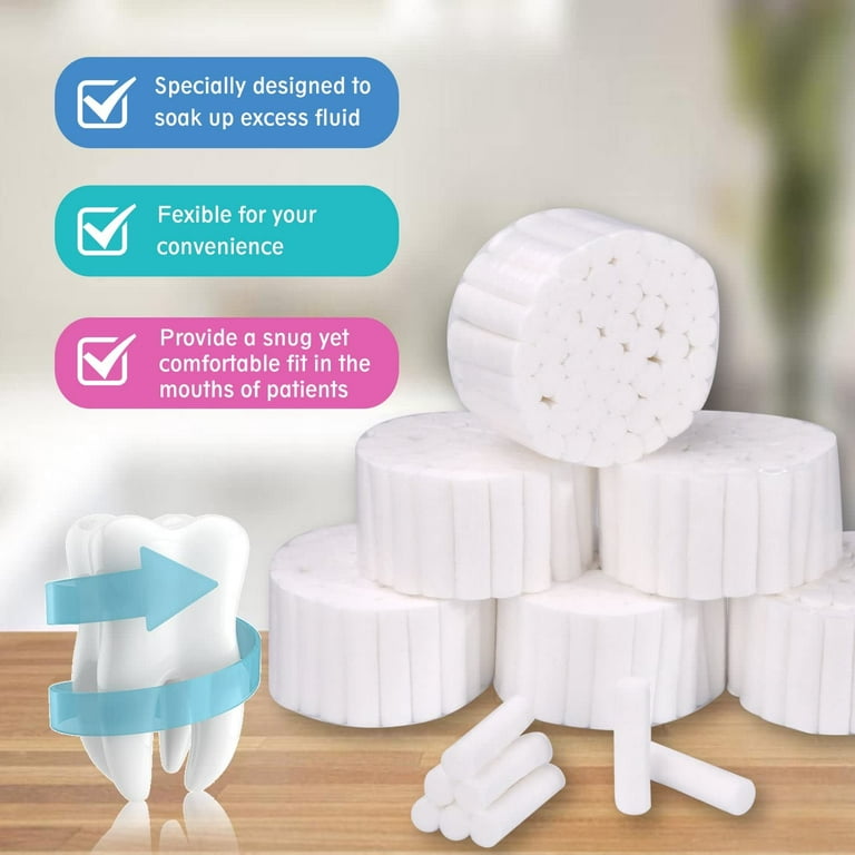 Dental Cotton Rolls - 100% High Absorbent Rolled Cotton for Mouth and Nose