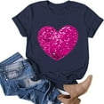 thumbnail image 1 of TIMIFIS T-Shirts de la Saint-Valentin pour Femmes, Manches Courtes, Col Rond, Mode, Imprimé Cœur d'Amour, 1 of 4