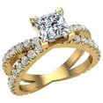 thumbnail image 4 of Princess Cut Diamond Engagement Rings 18K Gold Split Shank Style Cross Shank 1.75 CT TW 18K Gold (G-H,I1), 4 of 8