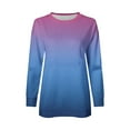 thumbnail image 5 of Hrsba Women's Oversized Casual Tops, Fall Tops for Women Gradient Print Round Neck Long Sleeve Sweatshirt with Side Slits Casual Women Casual Tops, 5 of 5