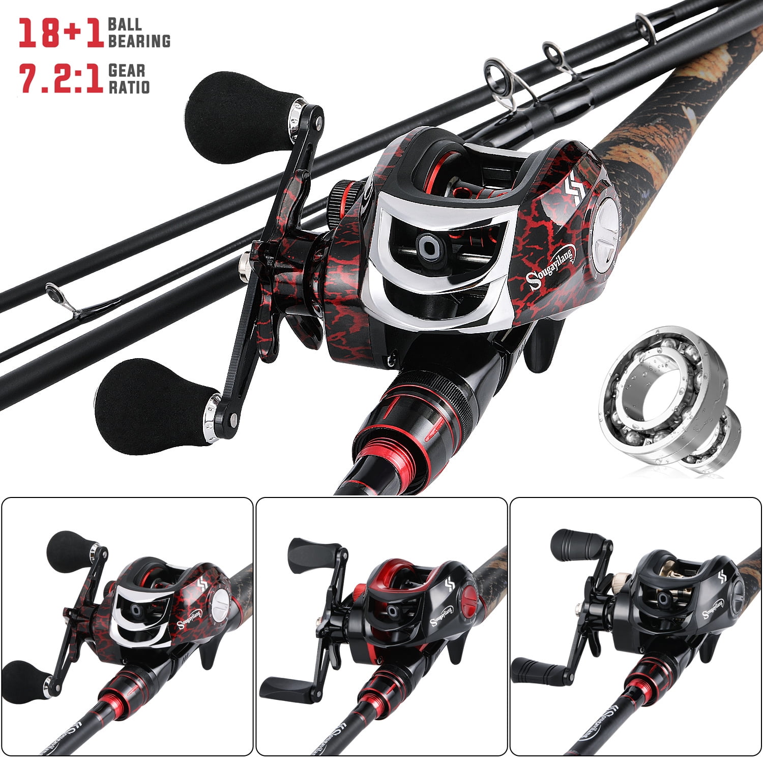 [Christmas Savings CLEARANCE!!!]Sougayilang 4 Sections Baitcasting Fishing Rod and Baitcasting