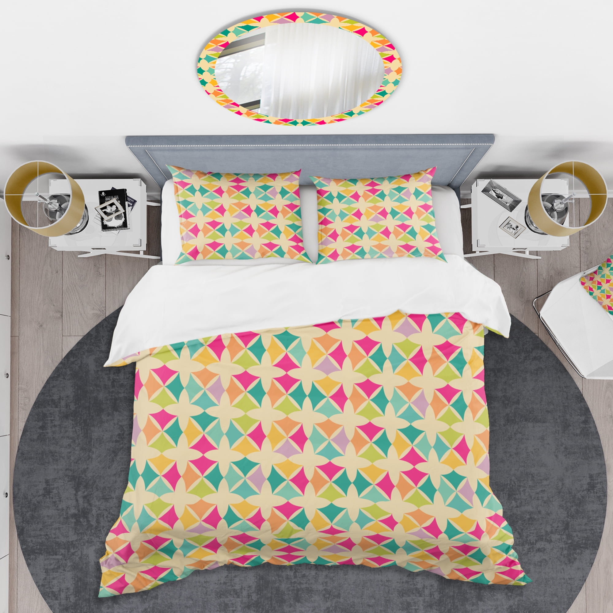 Designart 'Abstract Retro Geometric Pattern III' Mid-Century Modern Duvet Cover Set
