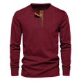 thumbnail image 7 of Mens Long Sleeve Henley Shirts Muscle Fit Ribbed Knit T-Shirt Lightweight Thermal Undershirts Workout Athletic Tee Shirt Wine M, 7 of 7