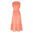 thumbnail image 4 of JBXKXYW Summer Dresses For Women 2024 Womens Summer Casual Sleeveless Crewneck Swing Dress Casual Flowy Tiered Maxi Beach Dress With Pockets Womens Dresses (Orange,S), 4 of 4