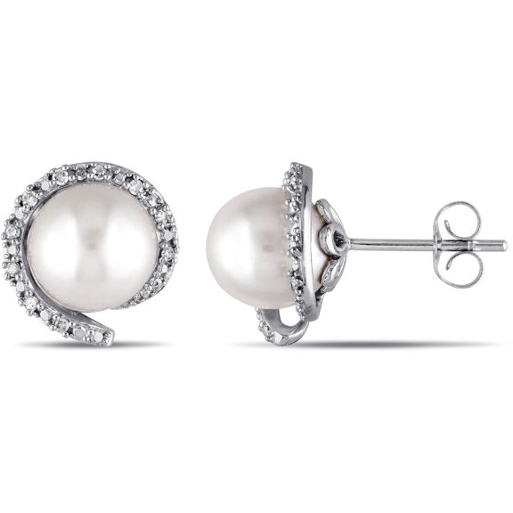 Everly Women's Cultured Pearl and Diamond 10k White Gold Earrings