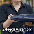 thumbnail image 4 of Sunnydaze Duo-Tone Freestanding Ceramic Outdoor Bird Bath, UV-Resistant Midnight Blue Finish, 4 of 13