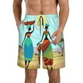 thumbnail image 2 of Uemuo African Women Pattern Men's Swim Trunks Hawaiian Beach Bathing Suit Swimsuits Beach Quick-Dry Shorts with Pockets-Large, 2 of 9