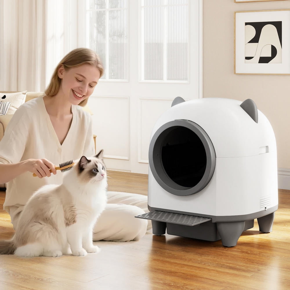 Automatic Self-Cleaning Litter Box for Multi-Cat Homes App Monitoring 80L Drum