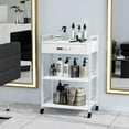 thumbnail image 3 of Beauty Salon Cart with Wheels, Esthetician Trolley with Drawer Trays, Mobile Storage for Spa Massage Makeup Skincare Tools, White, 3 of 6