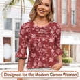 thumbnail image 3 of Camiseta Blingfit de verano con estampado floral de manga 3/4 para mujer, 3 of 4