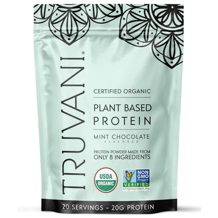 Truvani Vegan Pea Protein Powder | Mint Chocolate | 20g Organic Plant Based Protein | 20 Servings | Keto | Gluten & Dairy Free | Low Carb | No Added Sugar