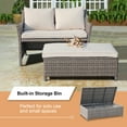 thumbnail image 3 of JOIVI 2-Piece Outdoor Patio Furniture Wicker Love-seat and Coffee Table Set, with Built-in Storage Bin, Grey Rattan, Beige Cushions, 3 of 8