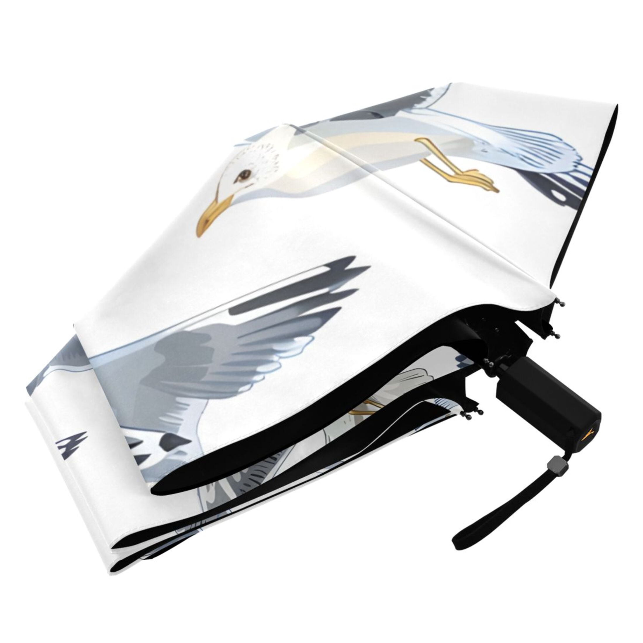 Compact Sun Umbrella Windproof Travel Umbrellas for Rain Strong Portable UV Protection Seagulls Flying