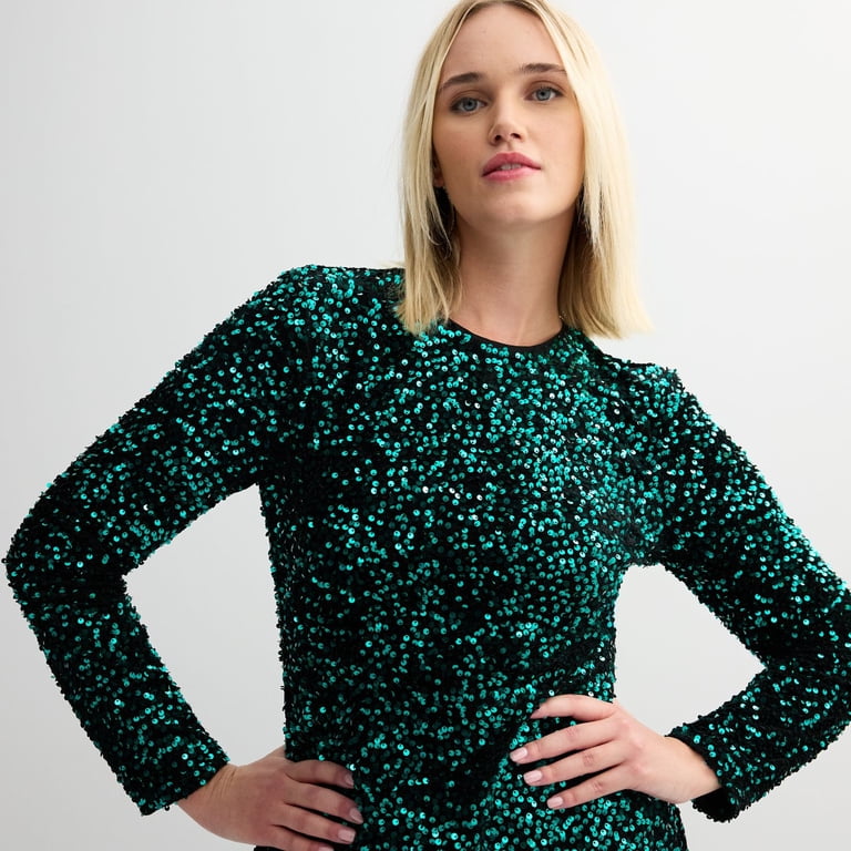intempo sequin long sleeve dress Women's INTEMPO Long Sleeve Sequin Dress