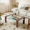 thumbnail image 2 of Taoruifang 2-Tier Rectangle Walnut Glass Coffee Table for Living Room, 2 of 20