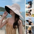 thumbnail image 2 of Back Split Bowknot Decor Solid Color Fishermen Hat Women Ruffle Wide Brim Sun Hat Fashion Accessories, 2 of 10
