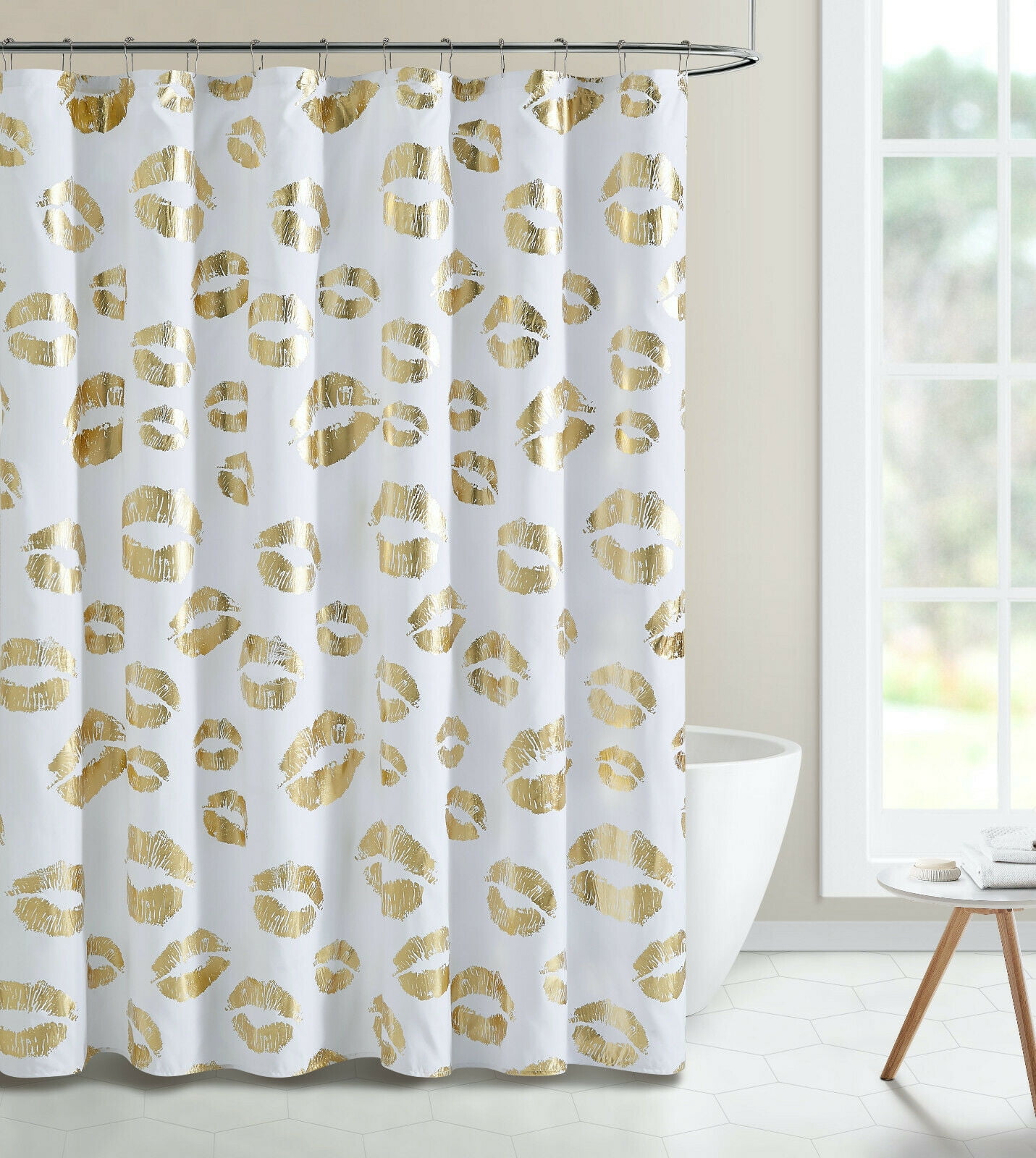 Kate Aurora Chic Mold & Mildew Resistant Metallic Gold Kissing Lips