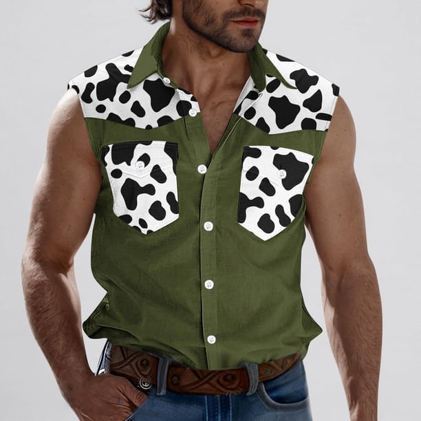 Camiseta sin mangas con cuello vuelto para hombre, estilo informal, con estampado del Día de la Independencia, cuello vuelto, sin mangas, bolsillos, deportiva, de poliéster