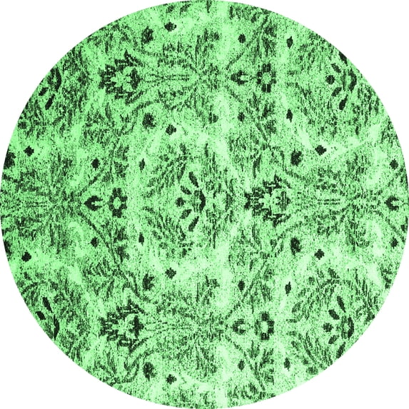 Ahgly Company Indoor Round Abstract Emerald Green Contemporary Area Rugs, 8' Round