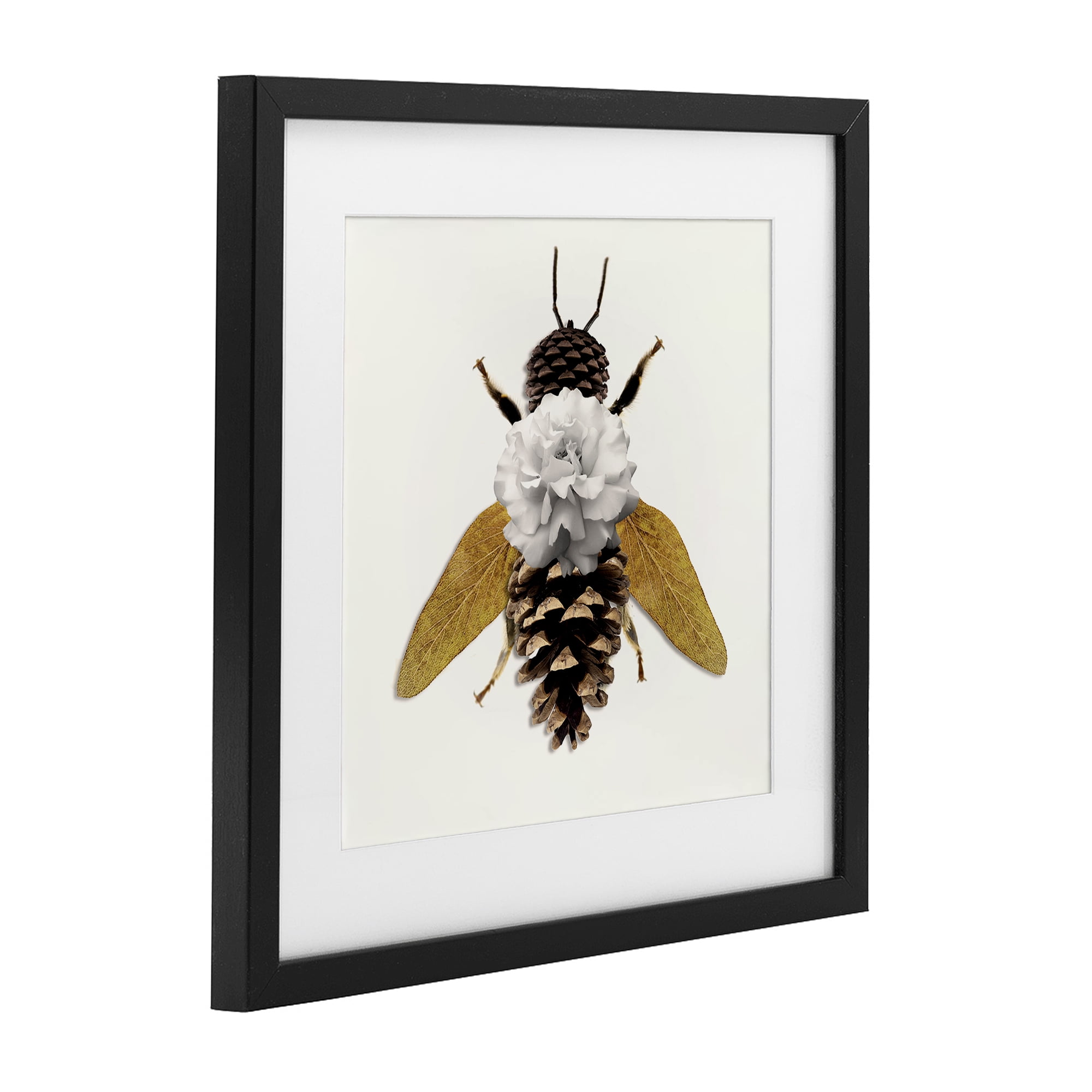 Nature Constructed Bee Black Framed Print Under Glass, design by Sasha