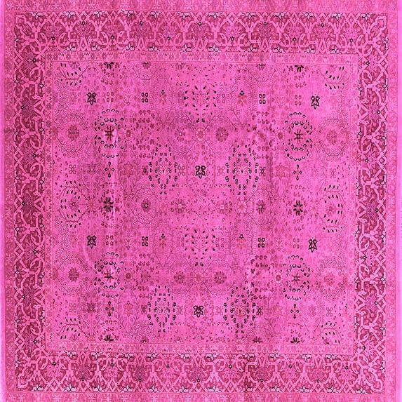 Ahgly Company Indoor Square Oriental Pink Industrial Area Rugs, 3' Square