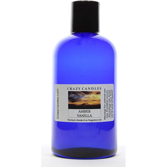 Crazy Candles 8oz Amber Vanilla 8 fl oz Bottle (237ml) Premium Grade Scented Fragrance Oil (Made in USA)