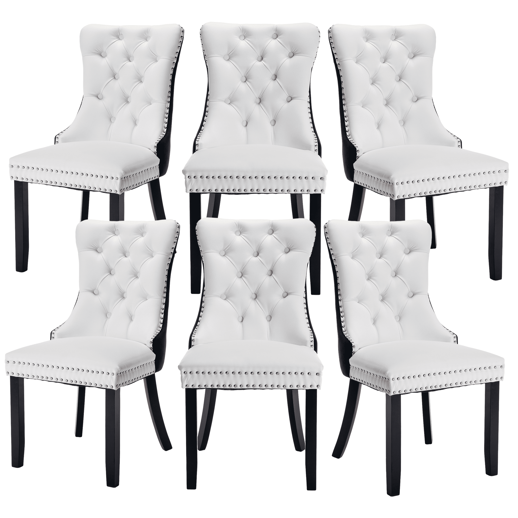 Elegant Button Tufted Dining Chairs, Highend PU and Velvet Upholstered