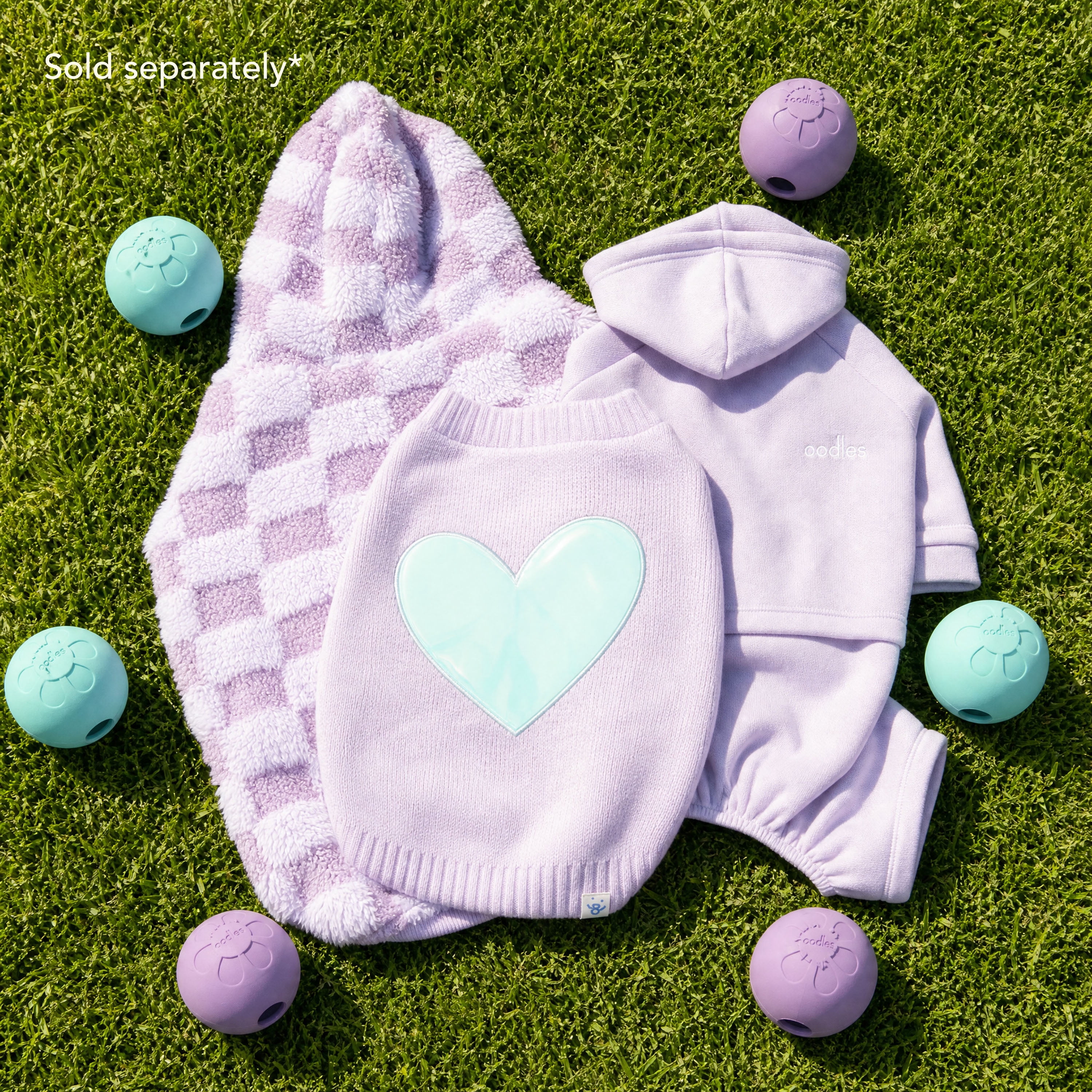 Oodles Iridescent Heart Fall Dog Sweater, Purple, Medium