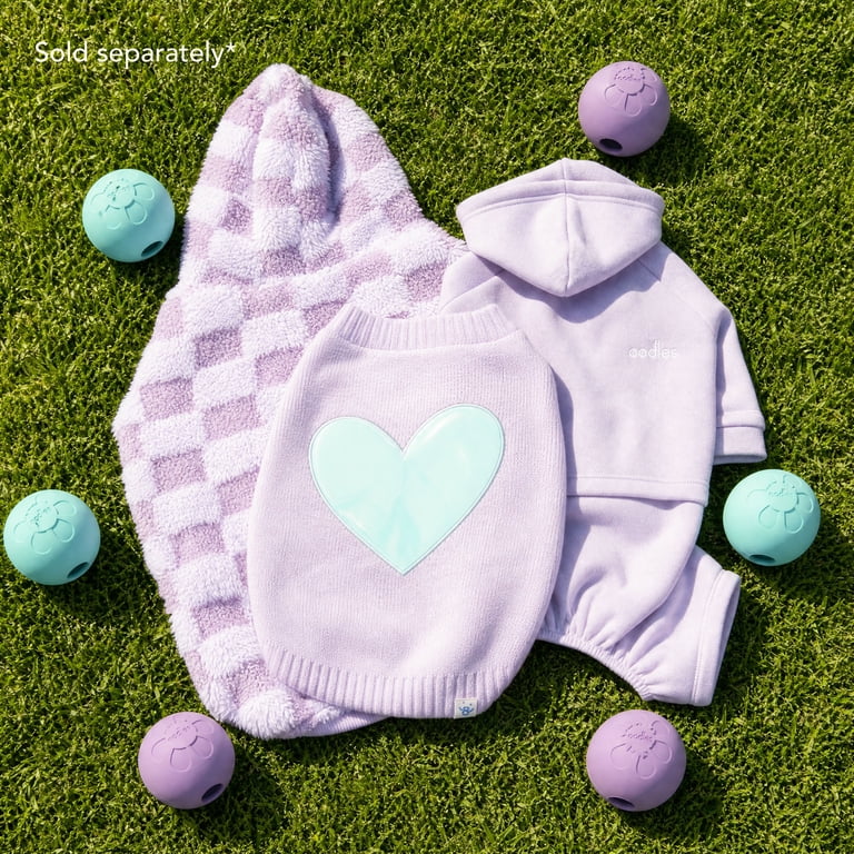 Oodles Iridescent Heart Fall Dog Sweater, Purple, Small photo 4