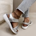 thumbnail image 4 of Sandals for Women 2025 Flat Heel Open Toe Summer Trendy Solid Color Ankle Strap Women Footwear Causal Summer Dressy Beach Shoes for Women Silver 9, 4 of 8