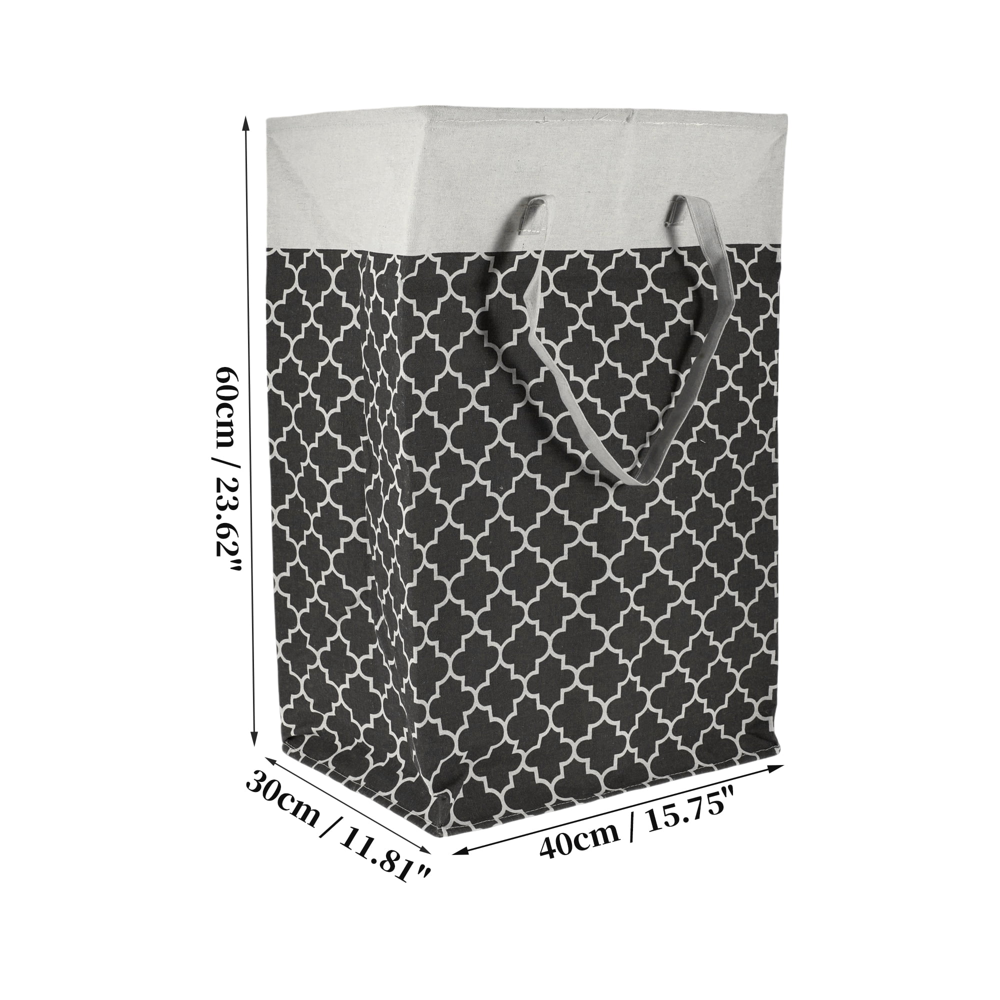 Unique Bargains Laundry Basket, Foldable Laundry Hamper with Handles Black Gray