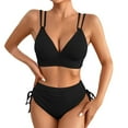 thumbnail image 1 of Trajes de baño para mujer, Trajes de baño para mujer, Traje de baño de moda para mujer, Conjunto de bikini liso de 2 piezas con tirantes, Traje de baño de nailon para mujer, 1 of 5