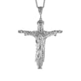 thumbnail image 1 of 3 7/8 inch Large Sterling Silver Crucifix Pendant for Men Diamond Cut finish, 1 of 1