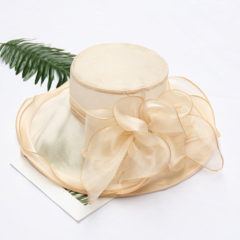 Dalrosia Women Organza Derby Hat, Wide Brim, Floral Decor  display picture 1