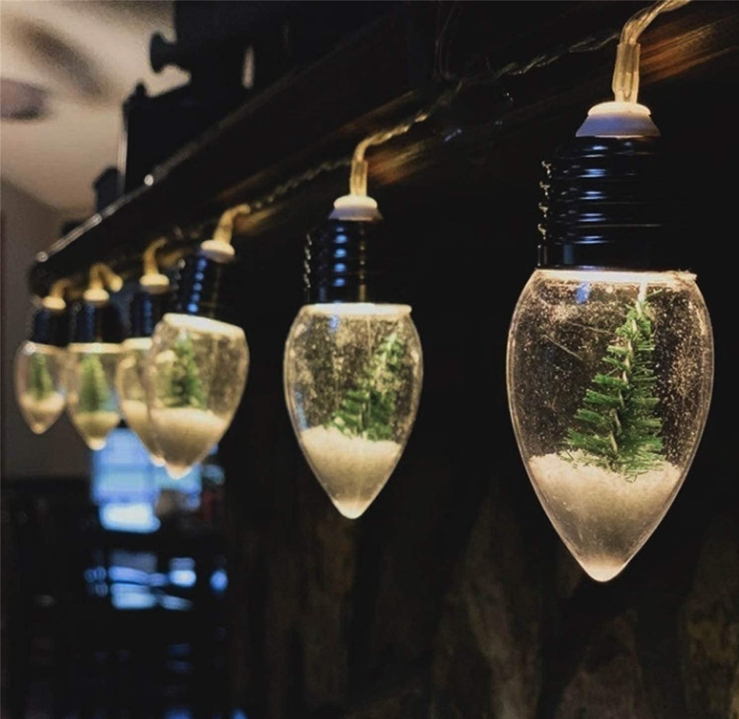 Snow Globe Christmas String Lights, 6.5FT 10 Bulb Mini Christmas Tree