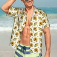 thumbnail image 3 of Fotbe Corn Sunflowers Hawaiian Shirt for Men Unisex Summer Beach Casual Short Sleeve Cotton Linen Button Down Shirts-Medium, 3 of 5