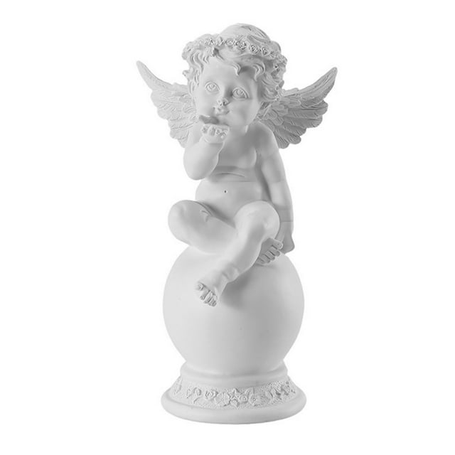 Shisuyan Statue d'Ange Ange Assis Ornement Artisanat en Résine Décoration Maison Jardin