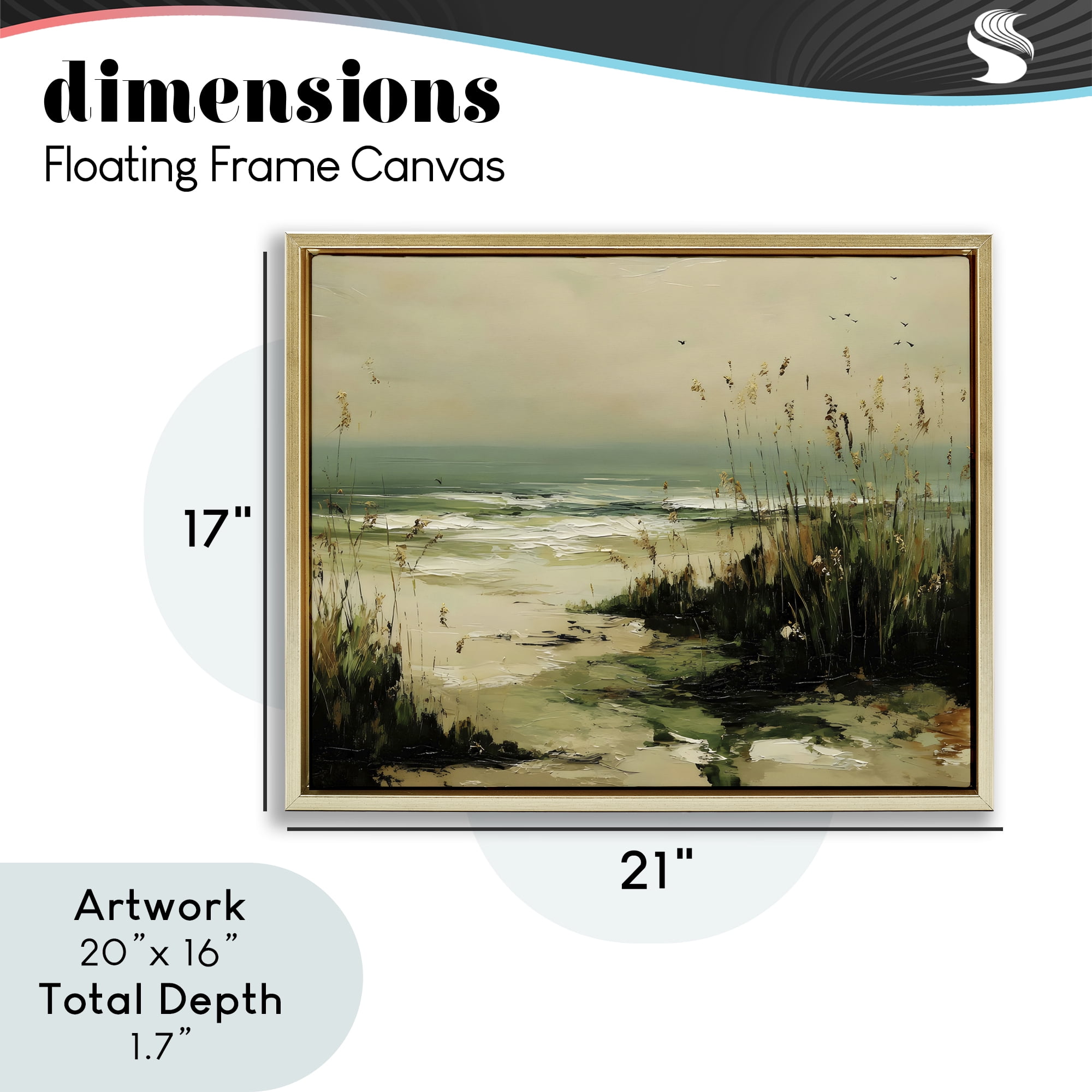 Stupell Industries Sea Oats on the Beach Gold Framed Floater Canvas Wall Art, design by Franklyn Gregory