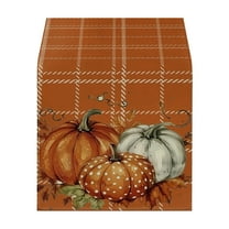 ‌WEGFTDUOP Fall Table Runner 13x72 Inch - Multicolor Polyester Thanksgiving Harvest Decor, Autumn Pumpkin Maple Leaf Design for Dining Table/Kitchen/Party, Hand Washable