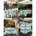 thumbnail image 5 of Outdoor Tablecloth with Umbrella Hole and Zipper Nautical Anchor Square Tablecloths 54x54 Inch Waterproof Table Cloths Green and White Wave Stripes Patio Table Cover for Picnic BBQS Party, 5 of 7
