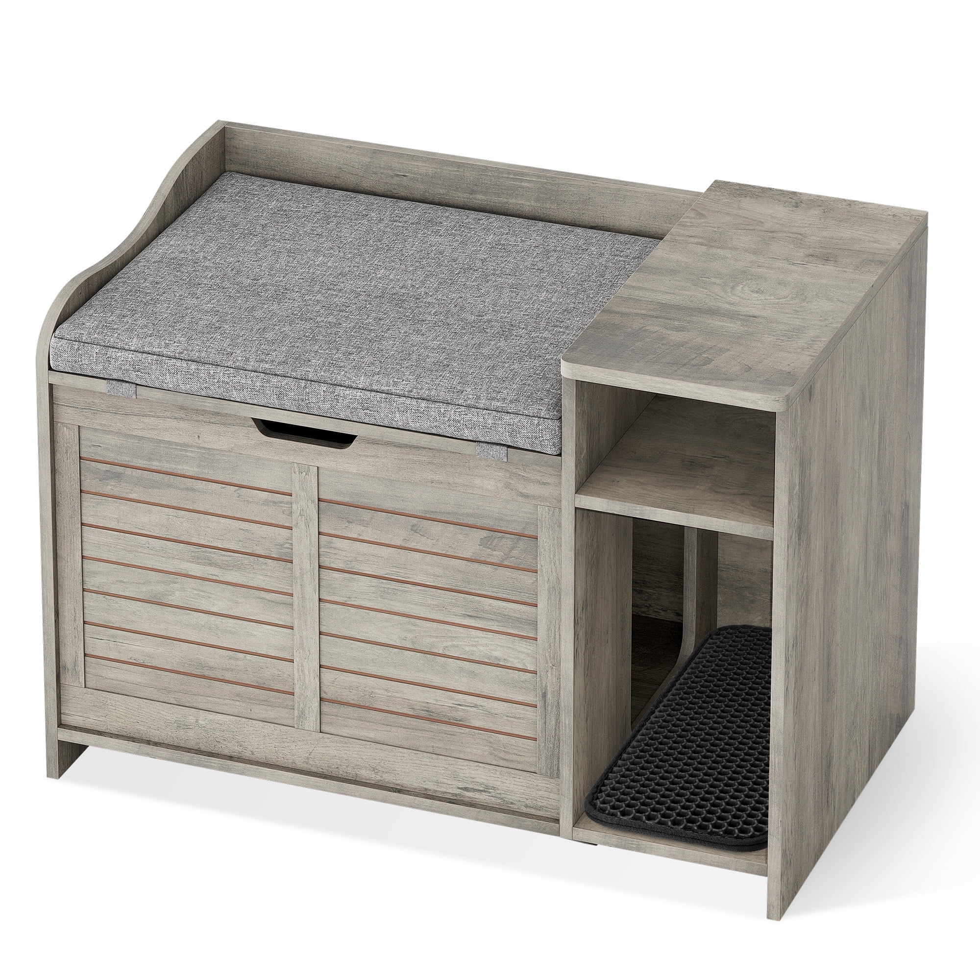 AOILE Cat Litter Box Enclosure – Hidden Litter Box Cabinet with Top Opening, Cushion, and Storage | Stylish Privacy Cat Litter Furniture