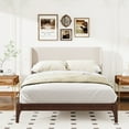 thumbnail image 2 of Euroco Dry Bamboo Wood King Size Platform Bed with 48" Upholstered High Headboard, Chocolate, 2 of 6
