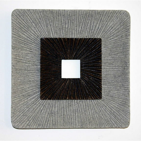 1" x 14" x 14" Brown & Gray, Square, Ribbed - Wall Art