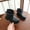 Black, variant on LvhaoGJOB Girls' Ankle Boots - Lace-Up Design, Side Zipper & Thick Platform Sole