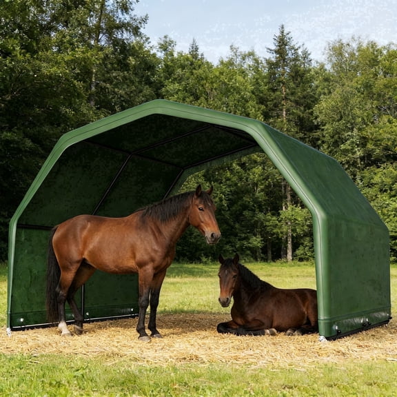 YOHKOH Heavy-Duty Horse Shelter with Waterproof Cover & Steel Frame, All-Weather Goat Shed, Livestock Shelter for Sheep, Calves