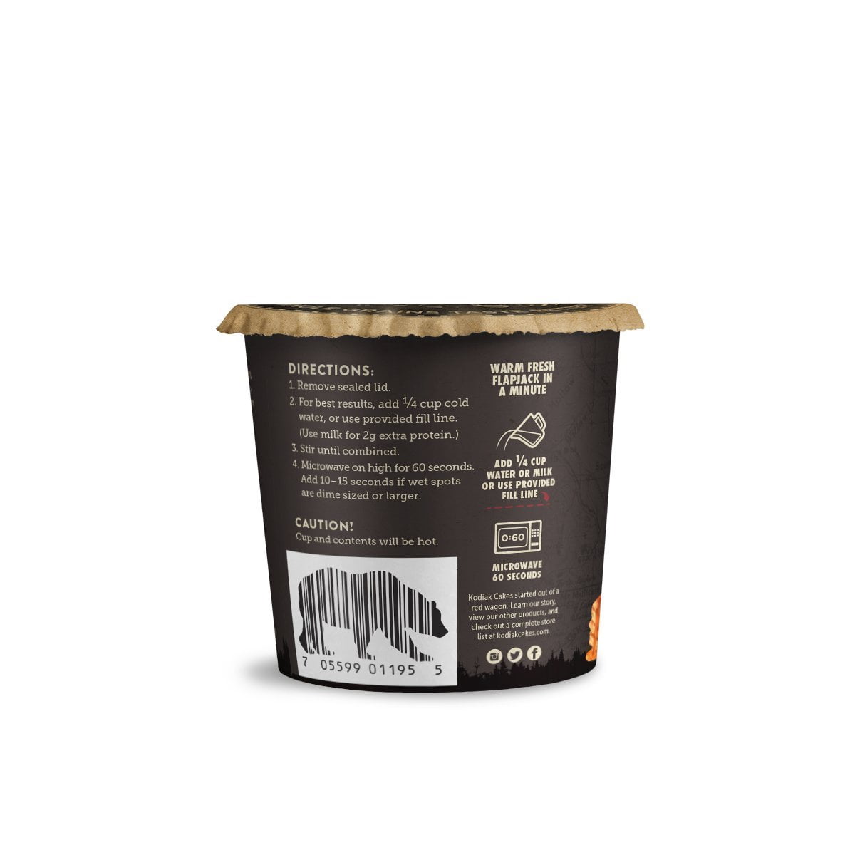 Kodiak Cakes Flapjack Unleashed Cup, Buttermilk and Maple, 2.15 oz (Pack of 36)