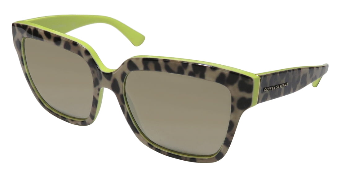 DG Mens Womens Gold Brown Sunglasses Shades Rectangular Full Rim Designer