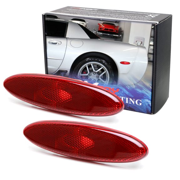 OE-Spec Red Lens Rear Side Marker Lamp Housing Assemblies, For 1999-2004 Chevy C5 Corvette for Repair or Replacement