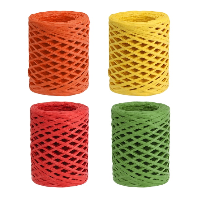 Uxcell Natural Raffia Ribbons Packing Paper Twine String Red, Orange, Yellow, Green
