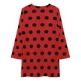 thumbnail image 3 of Black Polka Dots on Red Background Loose Dress Evening Dress Summer Dresses for Women Luxury Dress Long Sleeved Dress, 3 of 4